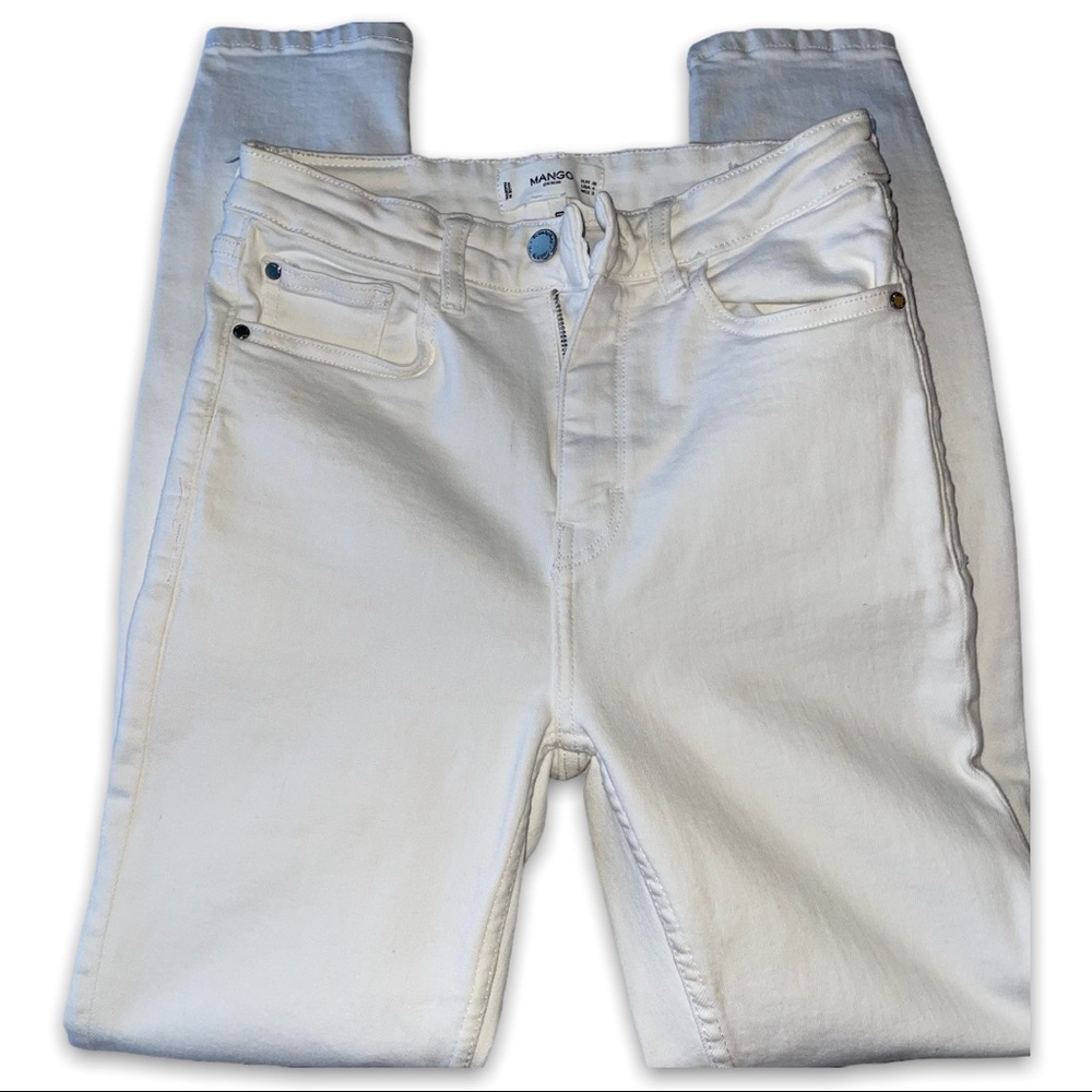 Mango White Denim High Rise Skinny Jeans